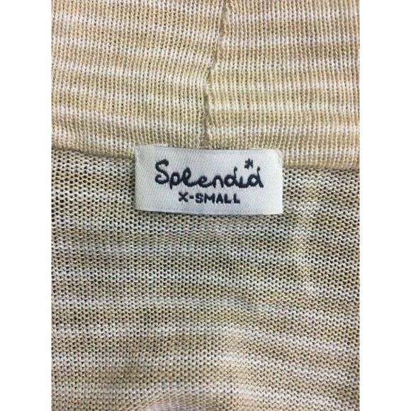 Splendid Womens White Beige Striped Short Sleeve Kimono Wrap Cardigan Top Xs - Picture 5 of 6